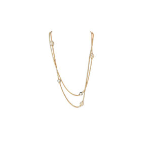 Women's Banana Republic Rose Gold Tone & Clear Crystal Beaded Layered Necklace